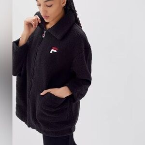 Fila Size L Diana Teddy Sherpa Bomber Style Coat